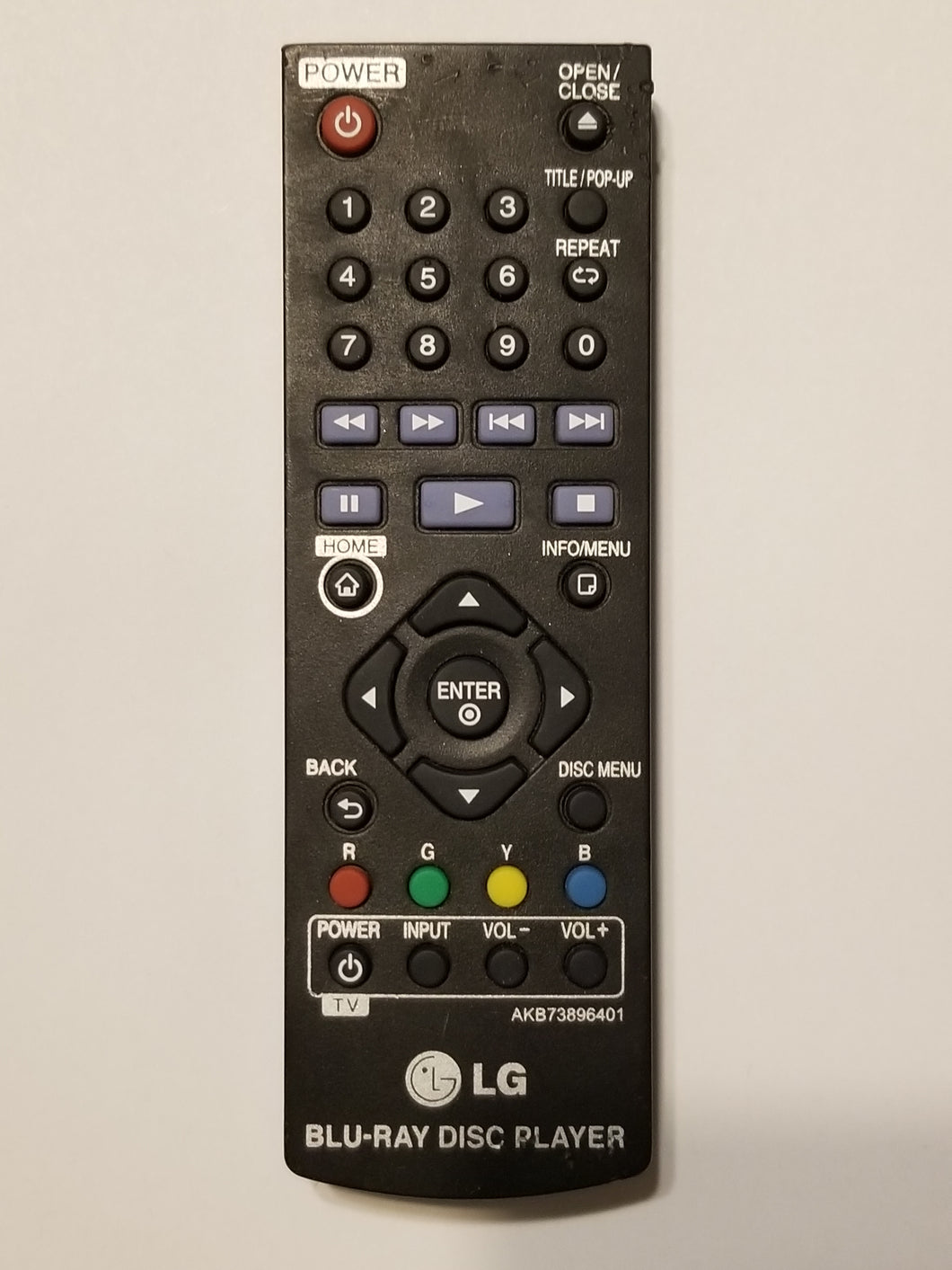 AKB73896401 LG Blu-ray Disc Player Remote Control