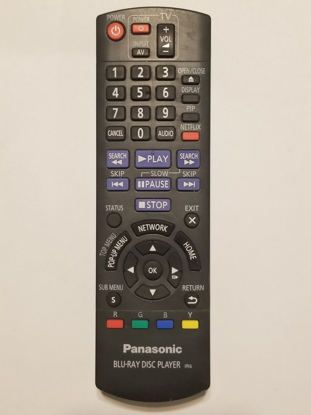 IR6 Panasonic Blu-ray Disc Player C1000833 LR6 Remote Control