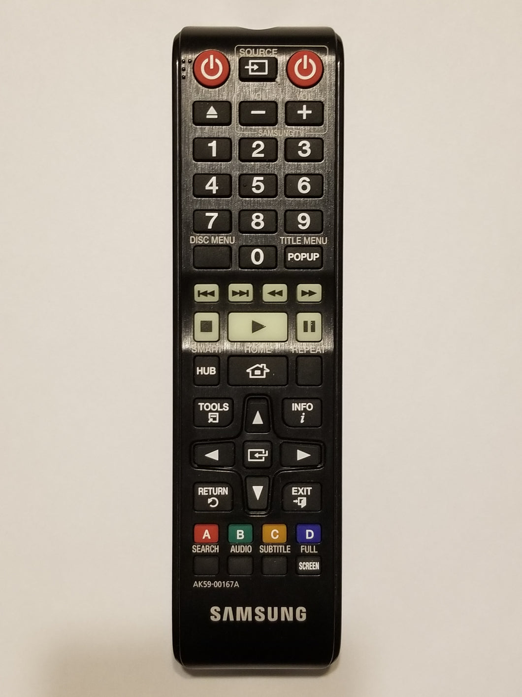 AK59-00167A Samsung DVD Player Remote Control frontal view