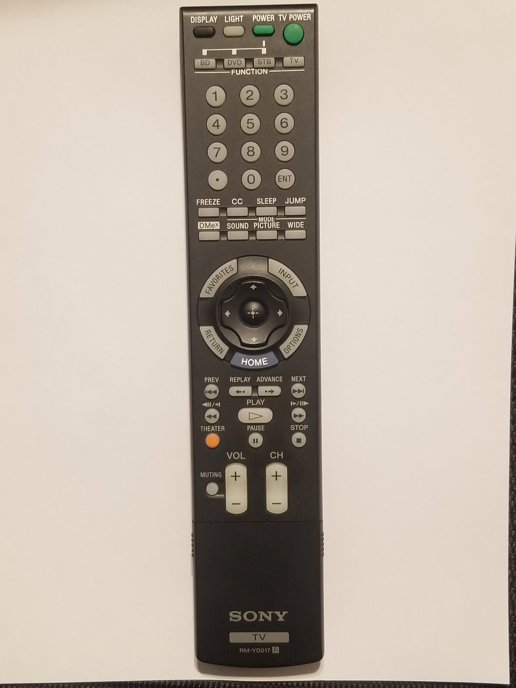RM-YD017 IR SONY TV Remote Control top view