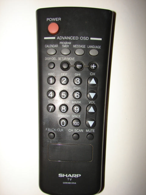 front of SHARP TV Remote Control G0938CESA