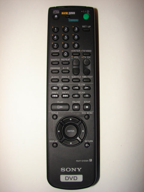 frontal top view of RMT-D109A Sony DVD Player TV Remote Control 