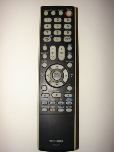 picture from the front of the Toshiba TV VCR Cable Remote Control CT-877 