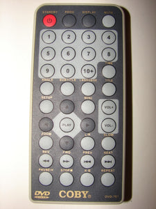 obverse view of COBY DVD-707 DVD Player Remote Control KF-8222A