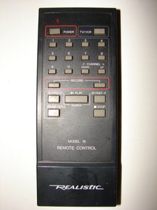 Realistic Model 19 TV VCR Remote Control UR64EC339 top view