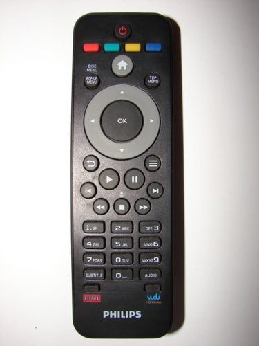 top view of Philips DVD Player Remote Control RC-2820 with Netflix & Vudu HD Movies keys