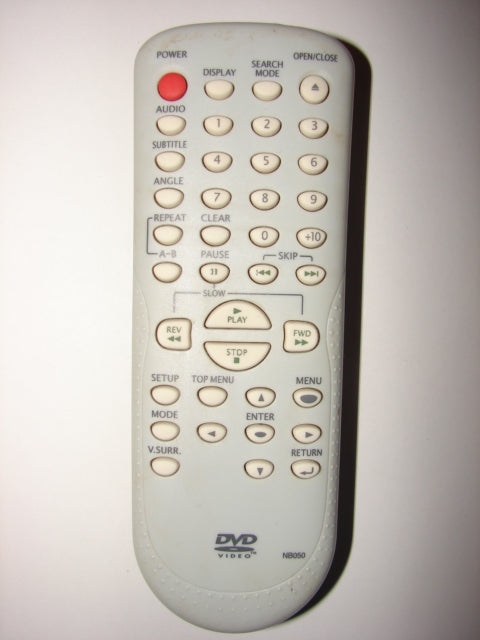 NB050 DVD Player Remote Control in gray from the front