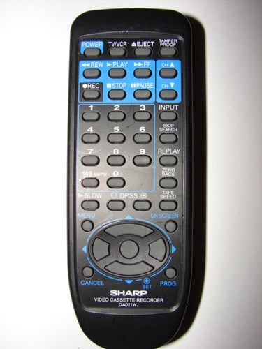 GA021WJ Sharp Video Casette Recorder VCR Remote Control Unit top photo