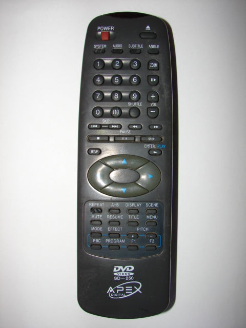 SD-150 APEX DVD Video Player Remote Control HTF1J27D2 20011018 front